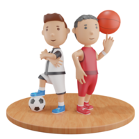 3d boys poses with ball png