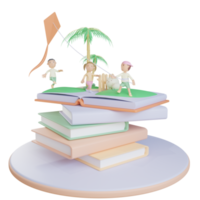 Illustration de cerf-volant de livre pour enfants 3d avec fond transparent png