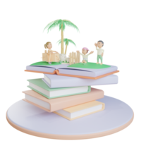 3d children book playing cardboard plane illustration with transparent background png