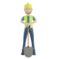 Construction worker holding a shovel png