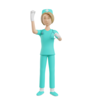 illustrazione dell'infermiera di rendering 3d con gesto di spirito png