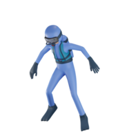 3d scuba diver illustration with transparent background png