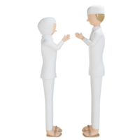 3D man kvinna muslimska hand skaka illustration med transparent bakgrund png