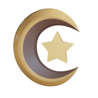 Illustrazione della stella della luna 3d con sfondo trasparente png