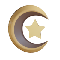 3d ilustração estrela da lua com fundo transparente png