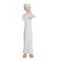 3d man muslim think illustration with transparent background png