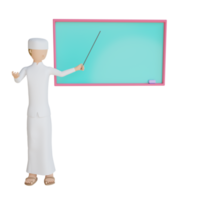 3D-Mann muslimische Unterrichtsillustration mit transparentem Hintergrund png