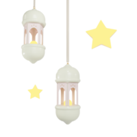 hanging lantern with star illustration 3d render png