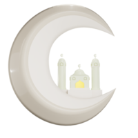 renderização 3d de ilustração de mesquita de lua crescente png