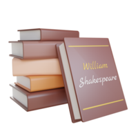 3d shakespeare book illustration with transparent background png