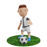 3D render jongen passerende bal voetbal png