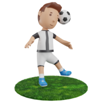 3D Render Boy heading ball soccer png