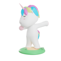 unicorn funny pose illustration with transparent background 3D Render