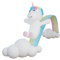 einhorn, das die regenbogenillustration mit transparentem hintergrund 3d reitet png