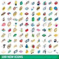 100 new icons set, isometric 3d style vector