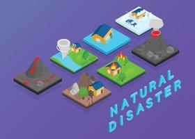 Natural disaster clip art, isometric style vector