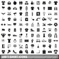 100 iconos de camiseta, estilo simple vector