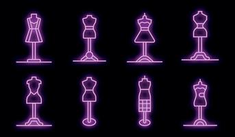 Mannequin icons set vector neon