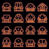 Armchair icons set vector neon