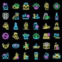 Massage icons set vector neon