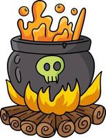 Cauldron Halloween Cartoon Colored Clipart vector
