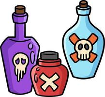 Poison Bottle Halloween Cartoon Colored Clipart vector