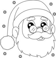 Christmas Santa Head Coloring Page for Kids vector