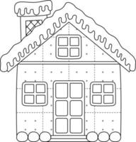 casa de pan de jengibre de navidad aislada página para colorear vector