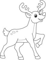Christmas Reindeer Isolated Coloring Page for Kids vector
