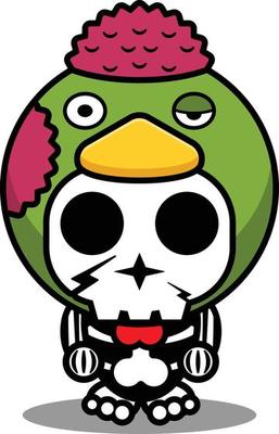 vector illustration of cute cartoon character zombie mascot bone animal chicken halloween