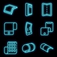 Flexible display icons set vector neon