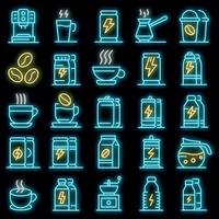 Energetic drink icons set vector neon