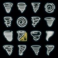 tornado, iconos, conjunto, vector, neón vector