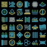 Fabric feature icons set vector neon