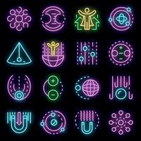 Gravity icons set vector neon