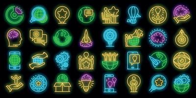 Innovation icons set vector neon