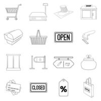 Retail icon set outline vector