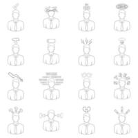 Stress icon set outline vector