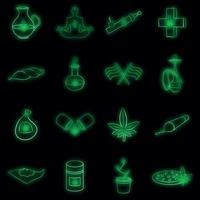 Medical marijuana icons set vector neon