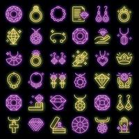 Jeweler icons set vector neon