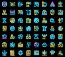 Communications engineer icons set vector neon