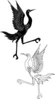 Design Vector Two stork bird Silhouette and Outline