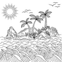 diseño vector contorno paisaje isla playa