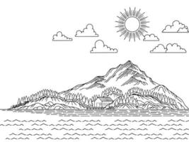 Vector Mountain Landscape Outline Design