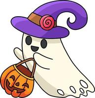 Ghost Witch Halloween Cartoon Colored Clipart vector