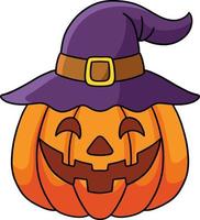 Pumpkin Witch Halloween Cartoon Colored Clipart vector