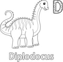 diplodocus alfabeto dinosaurio abc página para colorear d vector