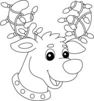 Christmas Reindeer Head Isolated Coloring Page vector