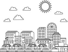 Design Vector Outline Landscape Urban City and Building