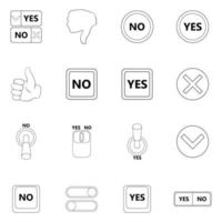 Yes no icon set outline vector